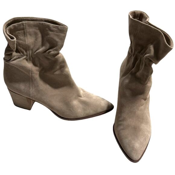 Sole Society So Demetria Boots Pull On Suede Womens Sz 9 M EU 40 Tan Block Heel - Picture 1 of 10